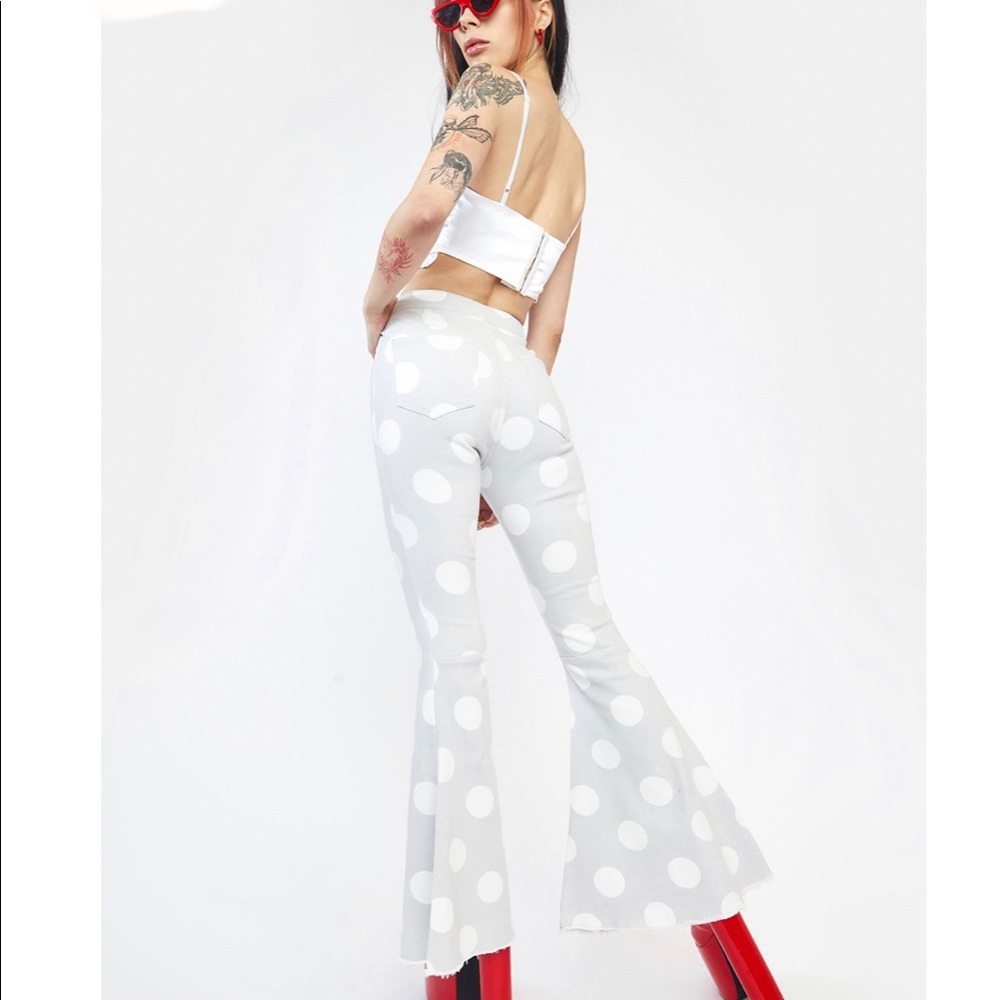 High rise polka dot bell bottoms